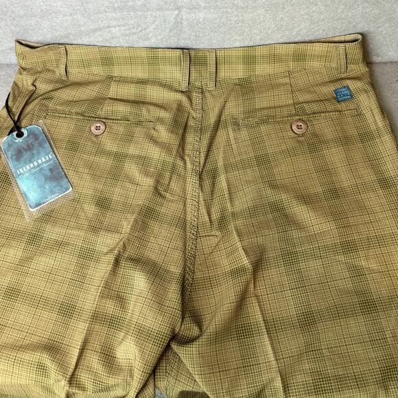 Island Haze Vintage Style Plaid Olive Green Men Vacation Cruise NWT Shorts XL - Picture 4 of 5